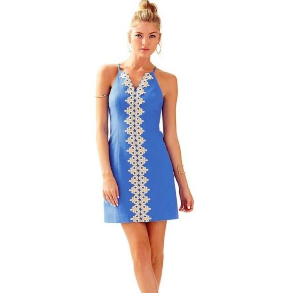 Lilly Pulitzer Pearl Blue and Gold Shift Dress